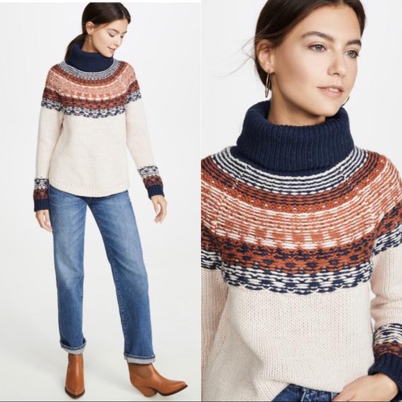 NWT Madewell Brookdale Fair Isle Turtleneck Sweater - Picture 5 of 11